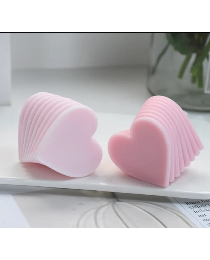 Kalp İstif Mum ve Beton Kalıbı - Hobi Silikon Kalıbı -Kod:414