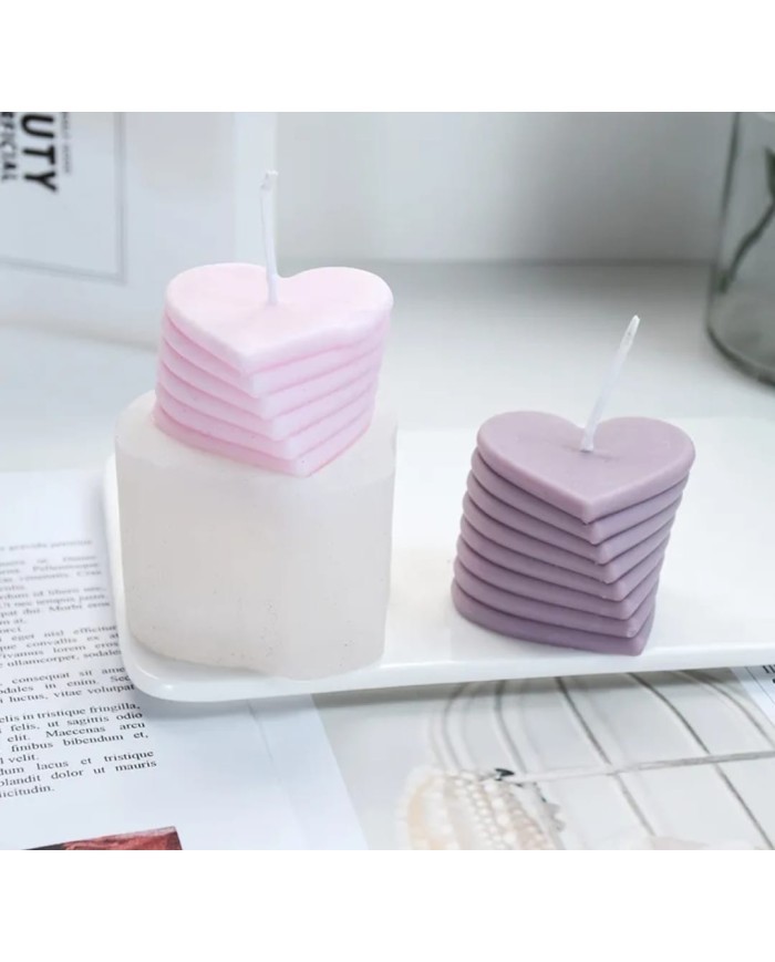 Kalp İstif Mum ve Beton Kalıbı - Hobi Silikon Kalıbı -Kod:414