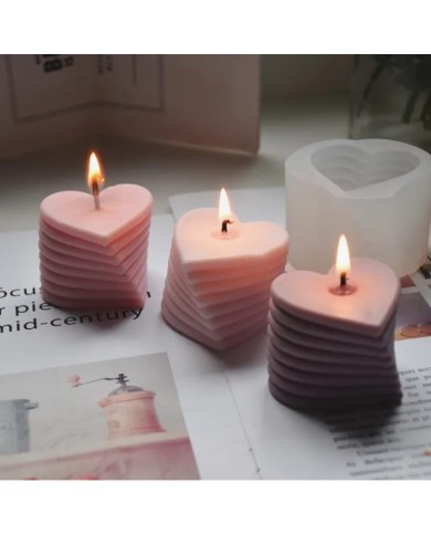 Kalp İstif Mum ve Beton Kalıbı - Hobi Silikon Kalıbı -Kod:414