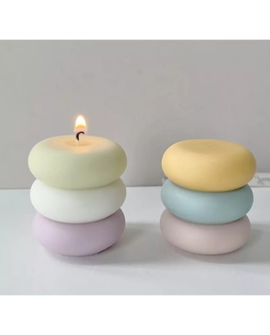 Üçlü Makaron Mum Kalıbı - Hobi Silikon Kalıbı -Kod:1046