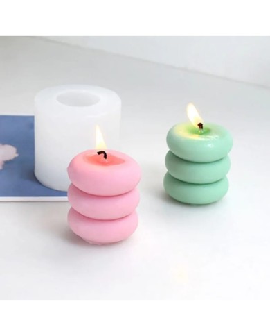 Üçlü Makaron Mum Kalıbı - Hobi Silikon Kalıbı -Kod:1046