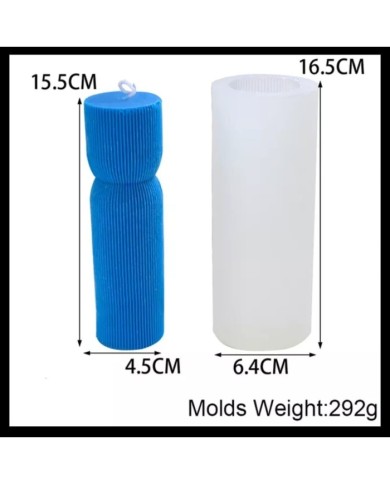 Desenli Büyük Sütun Mum Kalıbı - Hobi Silikon Kalıbı -Kod:1052