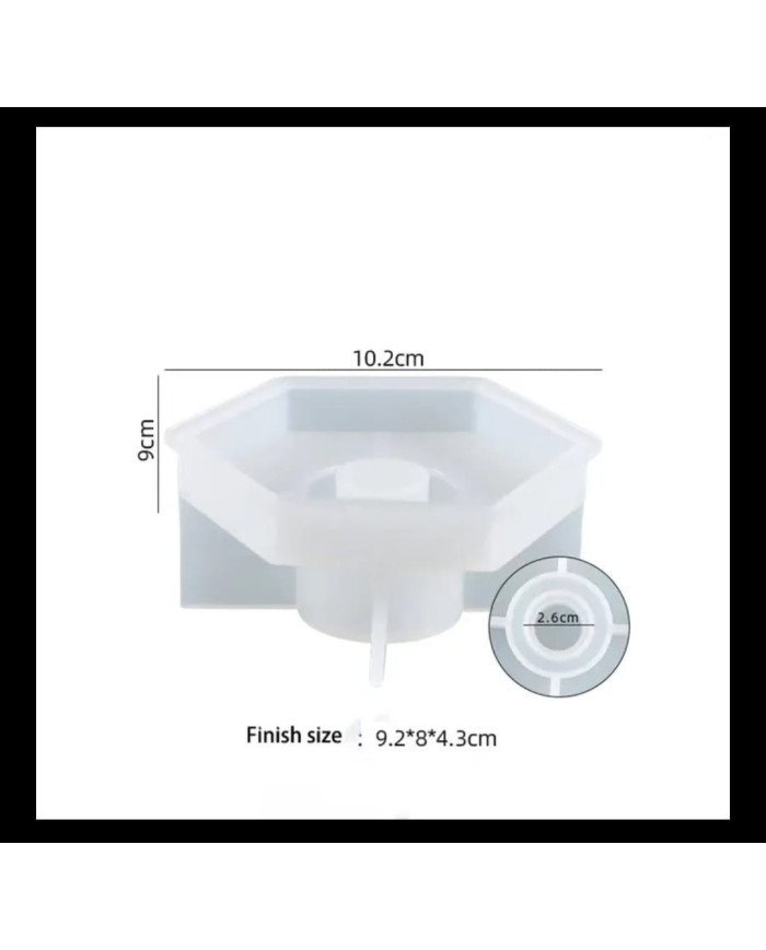 Altıgen Tabanlı Şamdanlık Kalıbı - Hobi Silikon Kalıbı -Kod:304