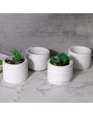 Desenli Model Yuvarlak Beton Saksı Kalıbı - Hobi Silikon Kalıbı -Kod:1160