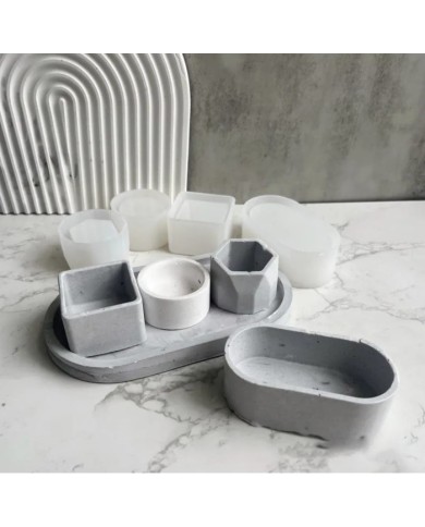 Kare Beton Saksı Kalıbı - Hobi Silikon Kalıbı -Kod:1207