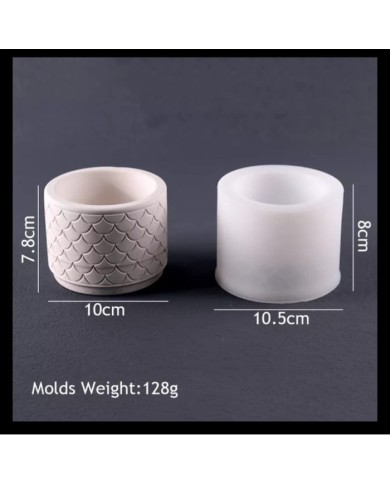 Balık Sırtı Model Yuvarlak Beton Saksı Kalıbı - Hobi Silikon Kalıbı -Kod:1159