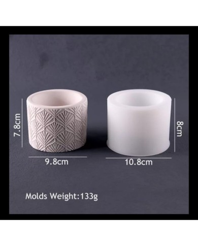 Yaprak Model Yuvarlak Beton Saksı Kalıbı - Hobi Silikon Kalıbı -Kod:1158