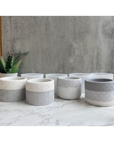 Yaprak Model Yuvarlak Beton Saksı Kalıbı - Hobi Silikon Kalıbı -Kod:1158