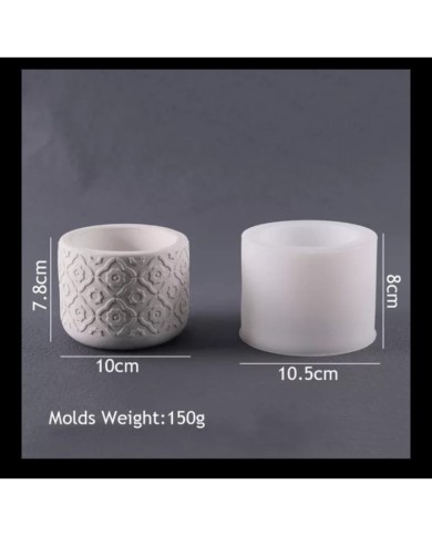 Çiçek Model Yuvarlak Beton Saksı Kalıbı - Hobi Silikon Kalıbı -Kod:1157