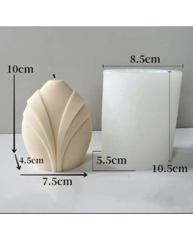 Şeritli Oval Mum Kalıbı - Hobi Silikon Kalıbı -Kod:407
