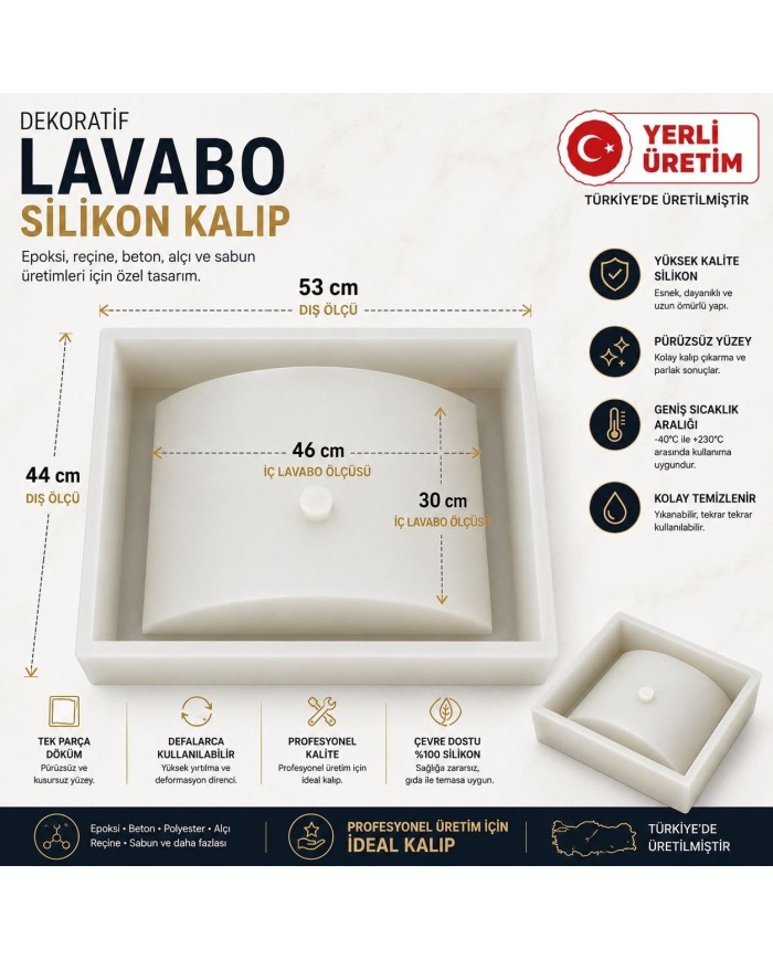 DÖRTGEN LAVABO SİLİKON MOLD KALIP