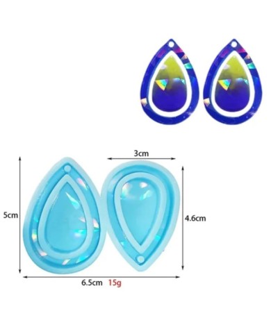 Hologramlı Damla Silikon Küpe Kalıbı - Kod: 517