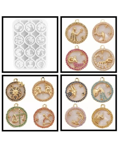 Burçlu Kolye Ucu Epoksi Reçine Silikon Kalıp- Kod:1032